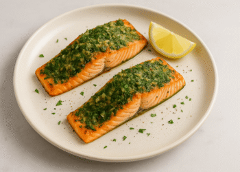 Air Fryer Salmon with Garlic Herb Crust