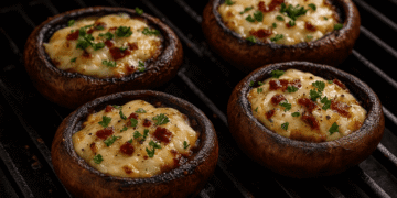 BBQ Grilled Stuffed Portobello Mushrooms (Cheesy & Savory)