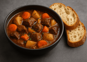 Beef and Vegetable Stew with Crusty Bread
