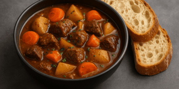 Beef and Vegetable Stew with Crusty Bread