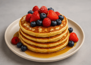 Ricotta Pancakes with Berries & Maple Syrup
