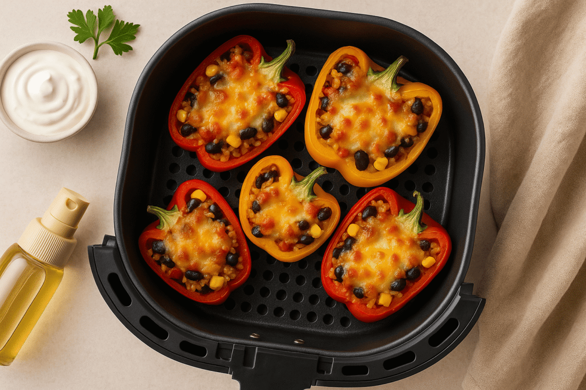 Air Fryer Stuffed Bell Peppers (Cheesy & Satisfying)