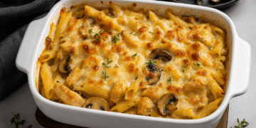 Creamy Chicken and Mushroom Pasta Bake