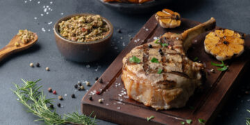 Grilled Beef Steak with Garlic Herb Butter