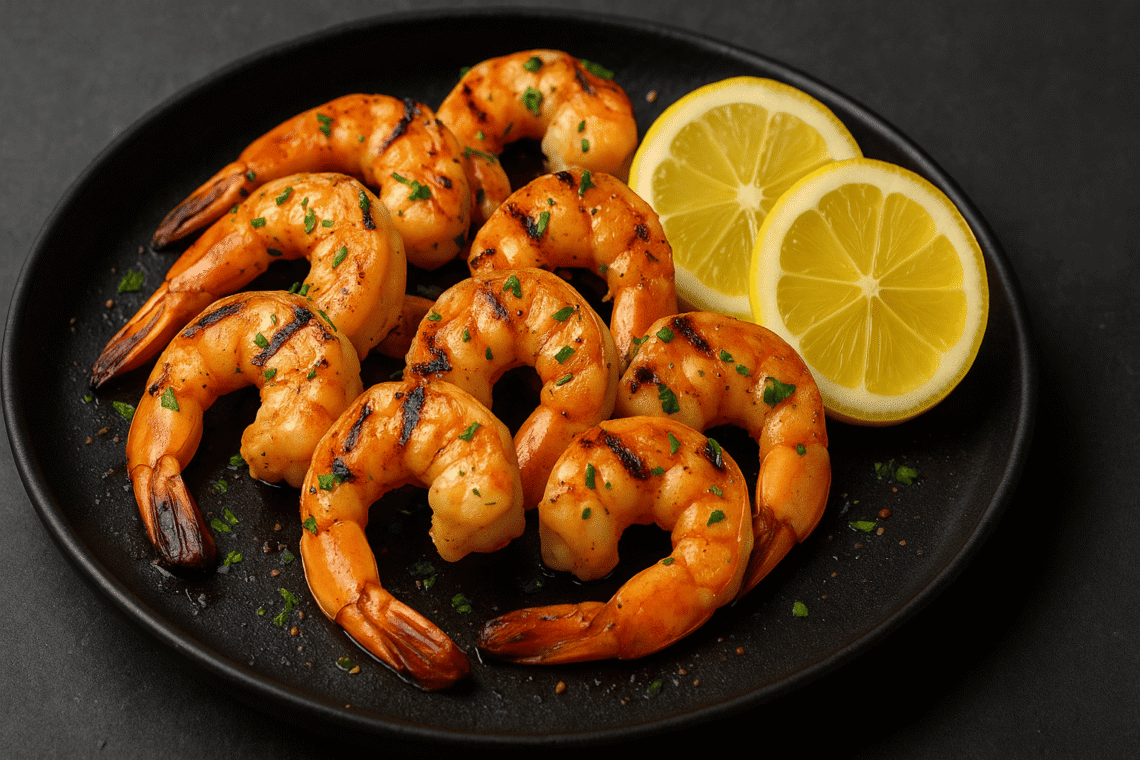Grilled Prawns with Garlic & Lemon Marinade