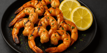 Grilled Prawns with Garlic & Lemon Marinade