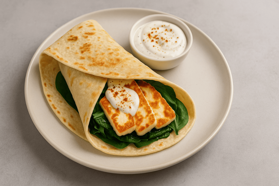 Halloumi & Spinach Breakfast Wraps