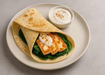 Halloumi & Spinach Breakfast Wraps