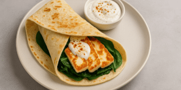 Halloumi & Spinach Breakfast Wraps
