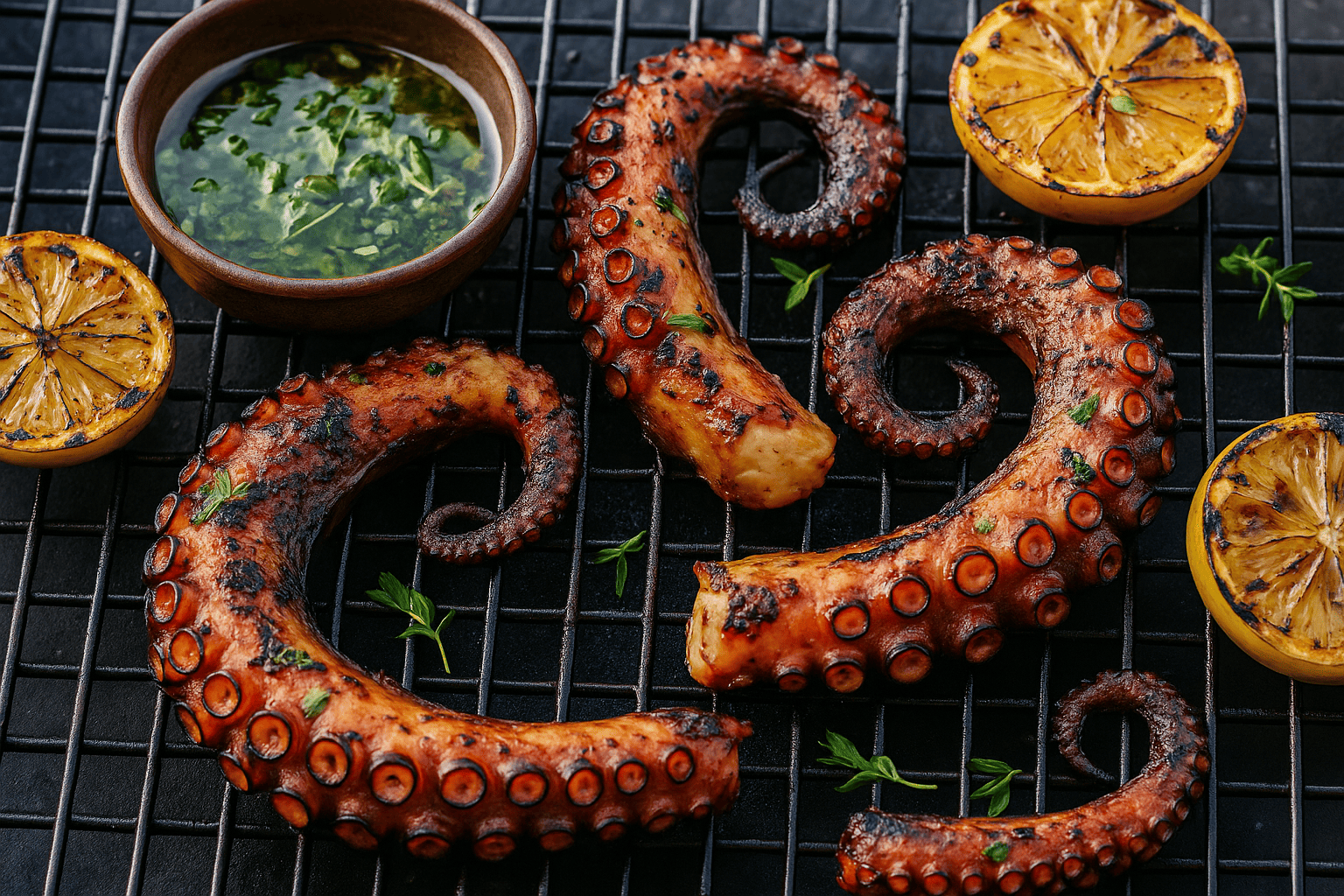 BBQ Grilled Octopus with Lemon-Herb Marinade