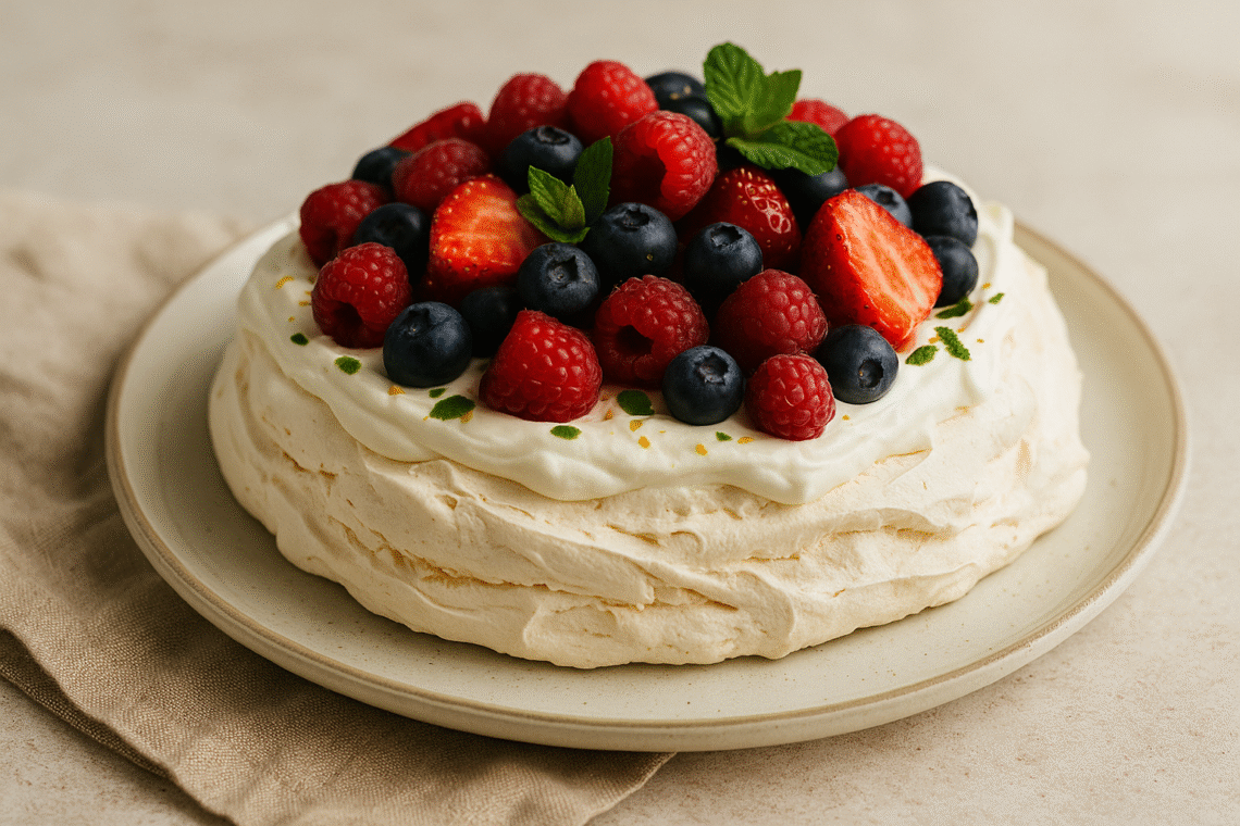 Pavlova with Fresh Berries