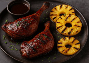 Sticky BBQ Duck Legs with Charred Pineapple