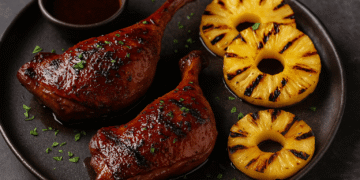 Sticky BBQ Duck Legs with Charred Pineapple